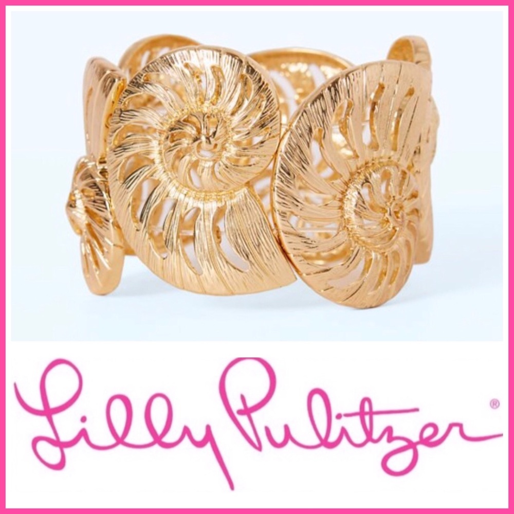 Lilly Pulitzer Gold Tone Shell Cuff Bracelet.